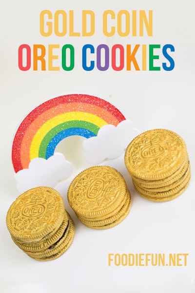 Gold Coin Oreo Cookies + Printable Rainbow Treat Bag Topper